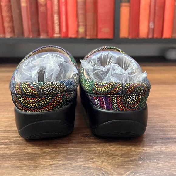 Alegria Kayla Kay 387 Rainbow Multi Color Mosaic Slip On Clogs Mules Sz 36 - Picture 8 of 11